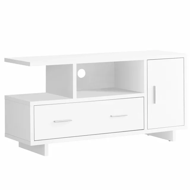 Board hollow core TV stand with storage featuring cabinetry
