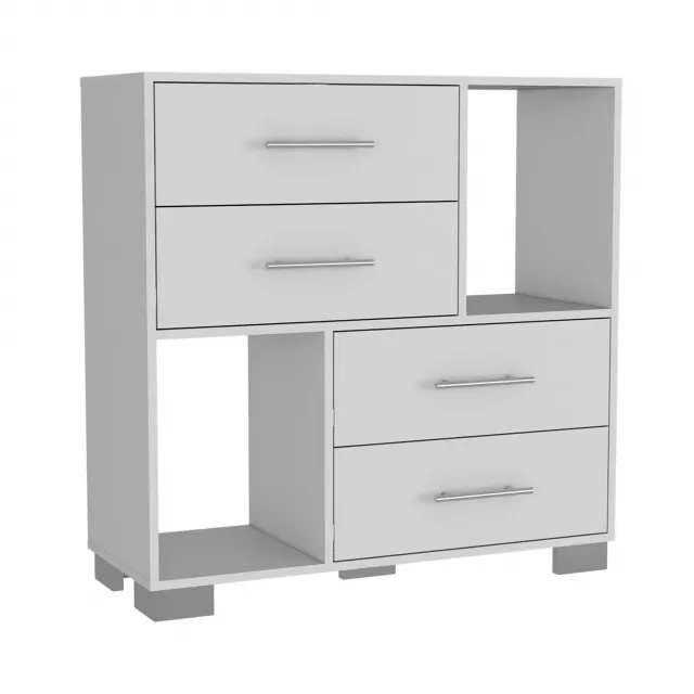 white manufactured wood four drawer dresser in minimalist style