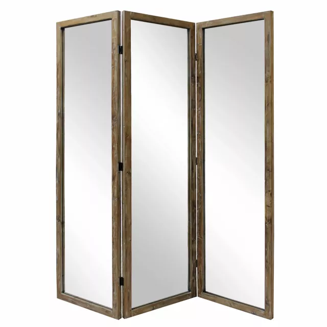 Zig zag wood room divider screen in a rectangle shape with detailed wooden panels