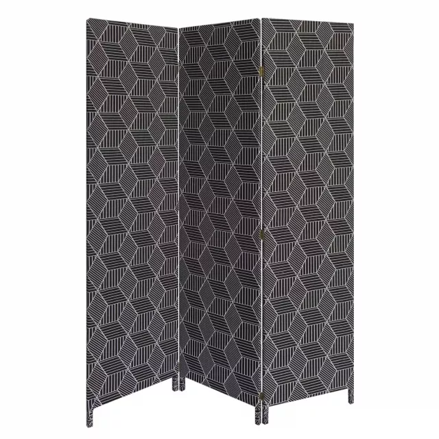 Black soft fabric finish room divider with pattern detail