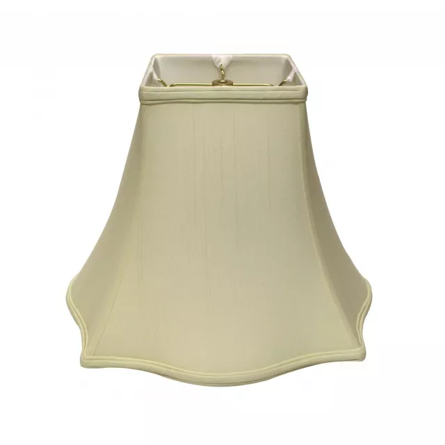 Ivory Premium Square Monay Shantung Lampshade with Metal Accents and Ceiling Fixture Design