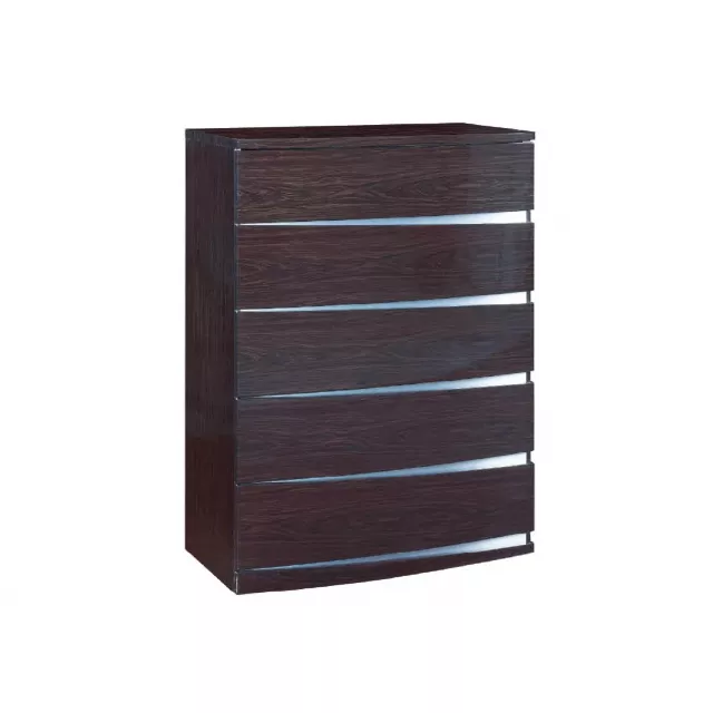 Exquisite wenge high gloss chest with elegant design for bedroom storage