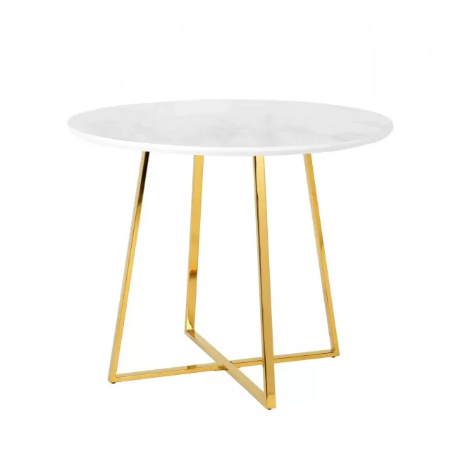 faux marble gold round dining table with chairs wood metal art elements