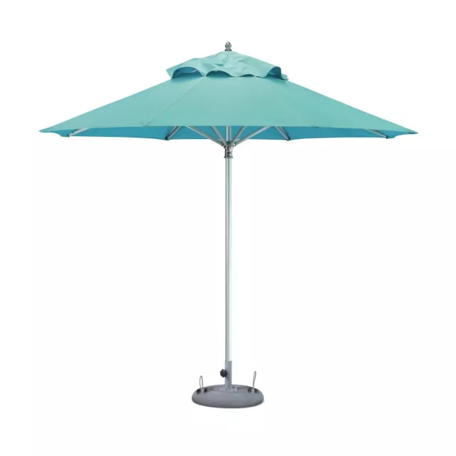 Aqua polyester round market patio umbrella with shade and fashion accessory elements