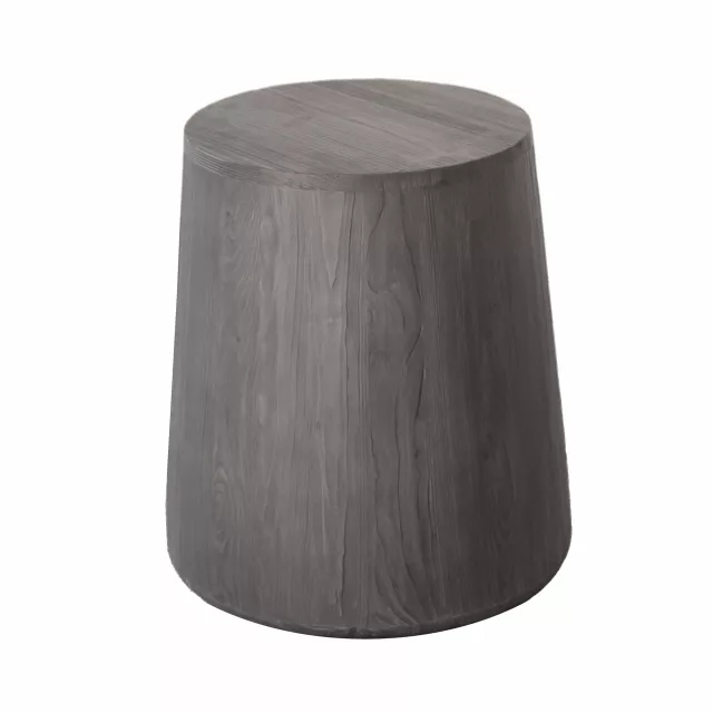 ebony solid wood round end table in a furniture setting with wood stain finish