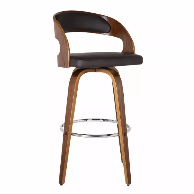 Low back bar height bar chair in hardwood with wood stain for comfort and style