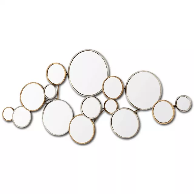 Interconnected circle wall mirrors with metallic titanium pattern for home fashion accessory