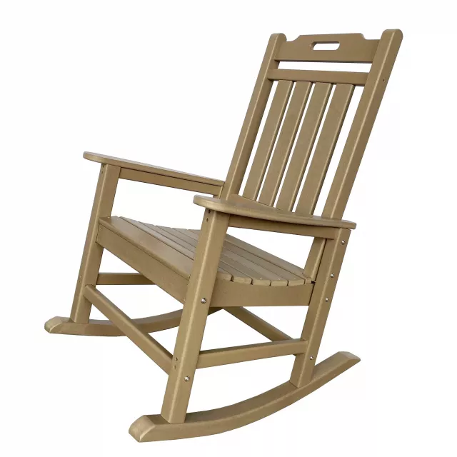 Brown heavy duty plastic rocking chair for outdoor patio