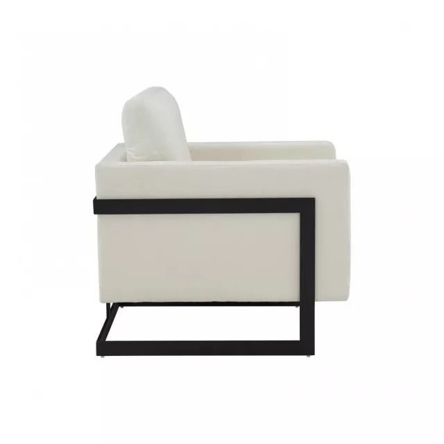Stylish cream black fabric accent chair with hardwood construction and comfortable design