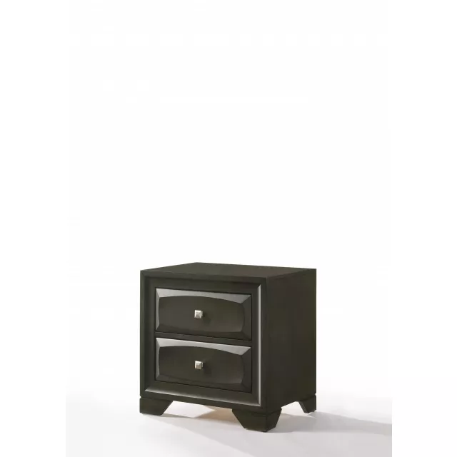 Gray solid wood nightstand with drawers and hardwood finish