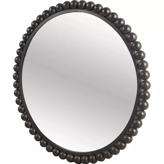 Black metal ball frame wall mirror for home decor with artful design
