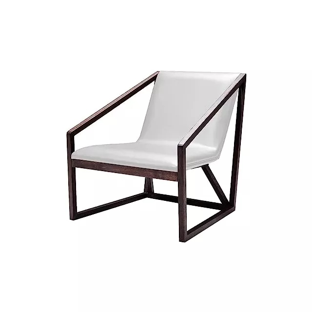 Grey eco leather lounge chair with wood accents for comfortable outdoor seating