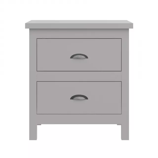 Gray solid wood nightstand with drawers for bedroom furniture