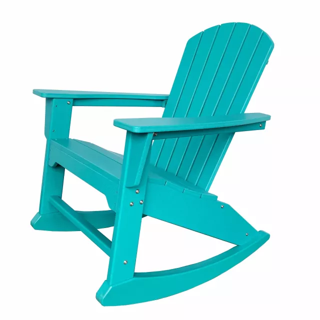 Blue heavy duty plastic rocking chair for outdoor or indoor use
