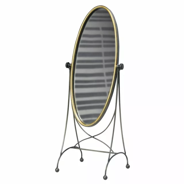 Gray gold oval vanity floor mirror furniture product in online shop