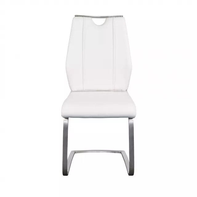 White faux leather cantilever chairs with comfort and modern design