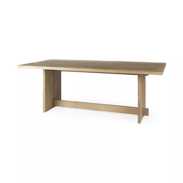Natural modern rustic wooden dining table with rectangle shape and wood plank details