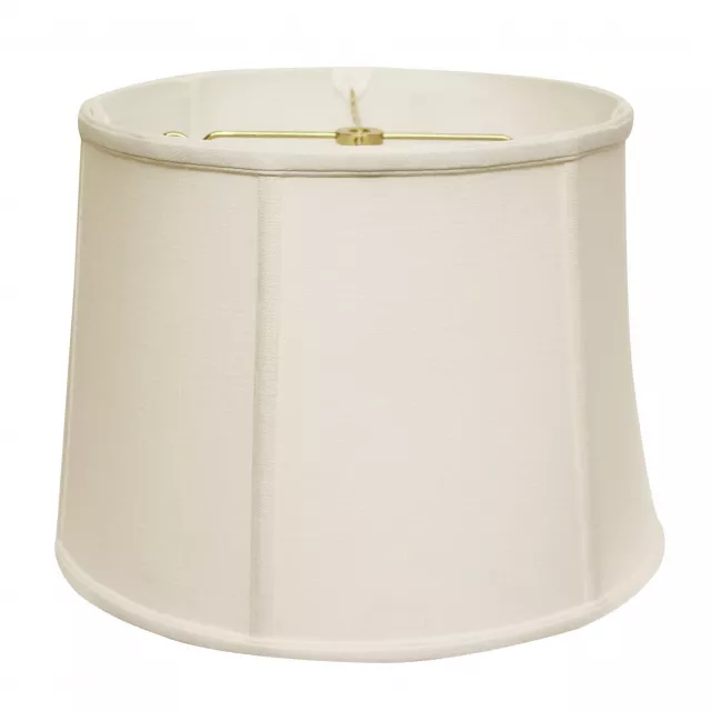 White throwback drum linen lampshade with a cylindrical shape and circular base for table decor