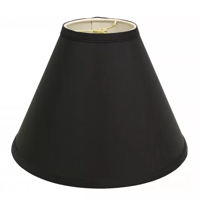 Deep cone slanted no shantung lampshade with metal accents on ceiling fixture