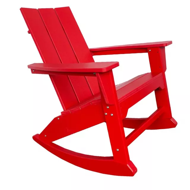 Red heavy duty plastic rocking chair for outdoor patio
