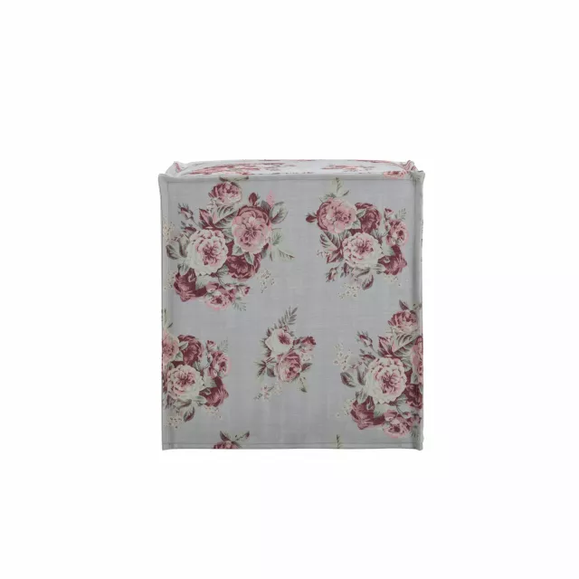 Pink linen floral ottoman with petal and art pattern design