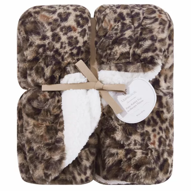Faux rabbit fur sherpa throw blanket product image