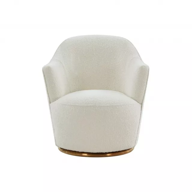 Stylish Sherpa gold metal swivel chair with beige accents and modern design