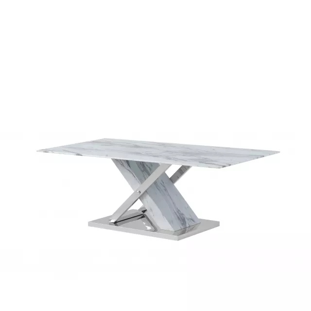 White gray glass steel coffee table with modern outdoor furniture style