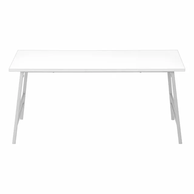 White silver rectangular coffee table with plywood detail for outdoor or indoor use