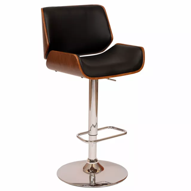 Low back adjustable height bar chair with armrests and metal base