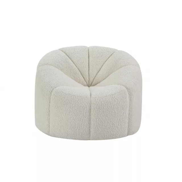White Black Sherpa Swivel Barrel Chair for Modern Comfortable Home Furniture