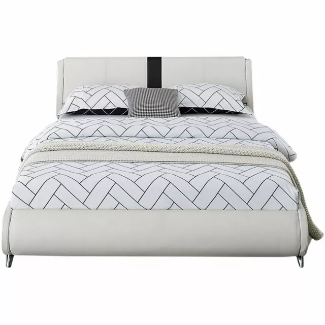 White platform king bed with nightstands for modern bedroom decor