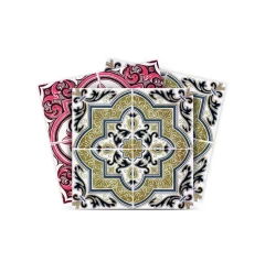 5" X 5" Vintage Cran and Green Peel and Stick Removable Tiles