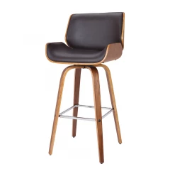 26" Brown Solid Wood Swivel Low Back Counter Height Bar Chair