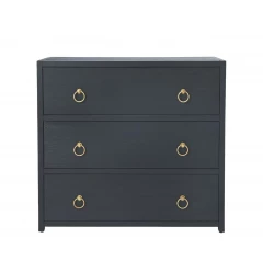 34" Navy Blue Three Drawer Standard Chest