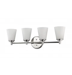 Four Light Silver Wall Light with Frosted Glass Shade