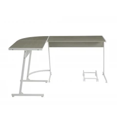 58" Gray and White L Shape Computer Desk