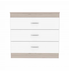 29" Light Gray and White Three Drawer Dresser