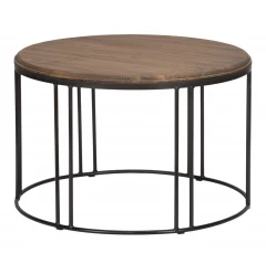 28" Brown And Black Solid Wood Round Distressed Coffee Table