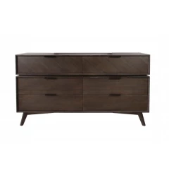 65" Acacia Solid Wood Six Drawer Double Dresser