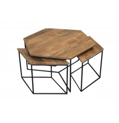 Set of 4 Geometric Wooden Coffee Tables