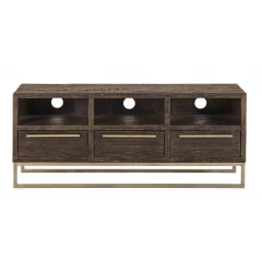 52" Deep Taupe Reclaimed Pine And Plywood Open Shelving TV Stand