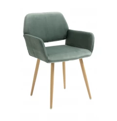 Green Upholstered Velvet Open Back Dining Chair
