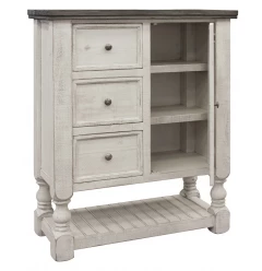 39" Gray and Ivory Solid Wood Three Drawer Chest