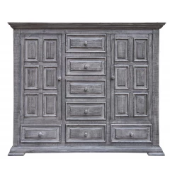 64" Gray Solid Wood Seven Drawer Gentlemans Chest