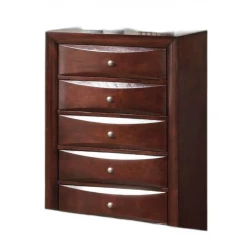 32" Espresso Solid Wood Five Drawer Chest