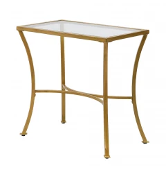 24" Antique Nickel Metal Round End Table