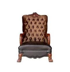 34" Golden Brown And Chocolate Velvet Tufted Chesterfield Chair