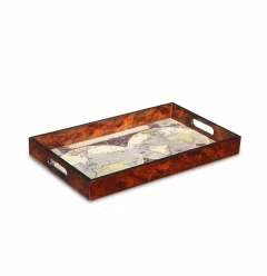 world map vintage burlwood serving tray with hardwood and wood stain