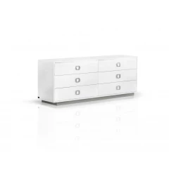63" White Solid And Manufactured Wood Six Drawer Dresser